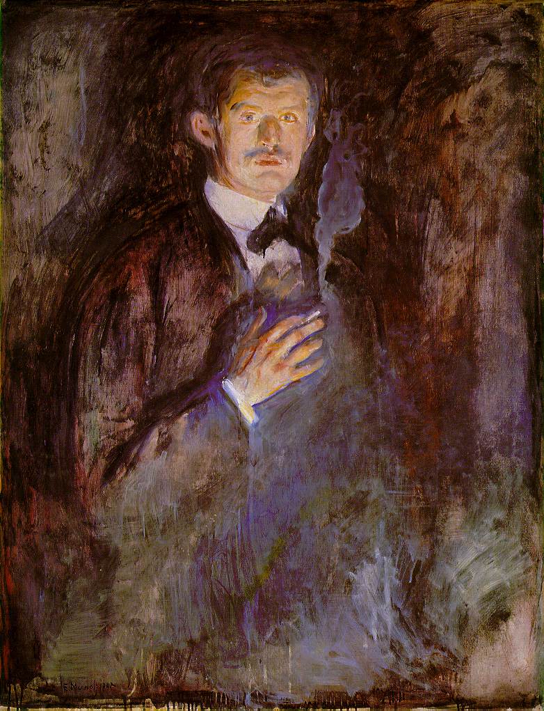 Selfportrait burning cigarette